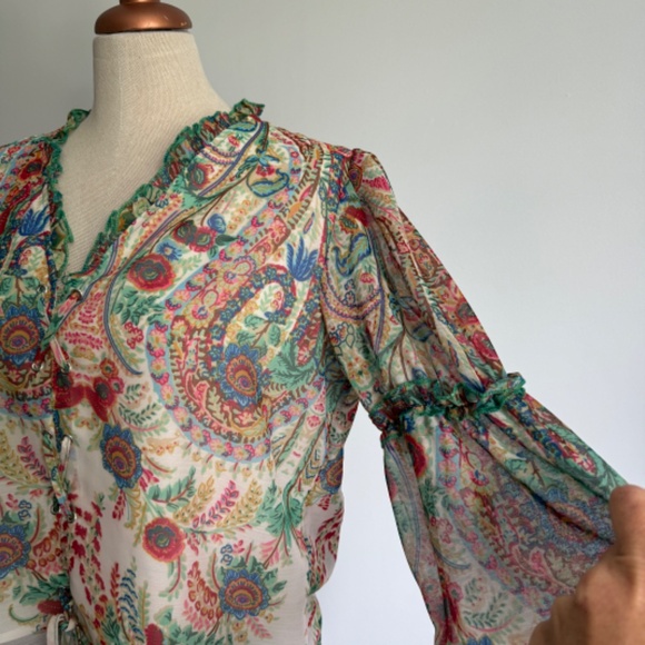 Colorful Floral Print Boho Long Sleeve Shirt - Picture 2 of 10